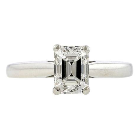 Vintage Tiffany Co Solitaire Engagement Ring Emerald Cut 1 16ct