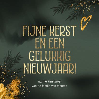 Stijlvol Kerstkaartje Gouden Tekst En Hartje Kaartje2go