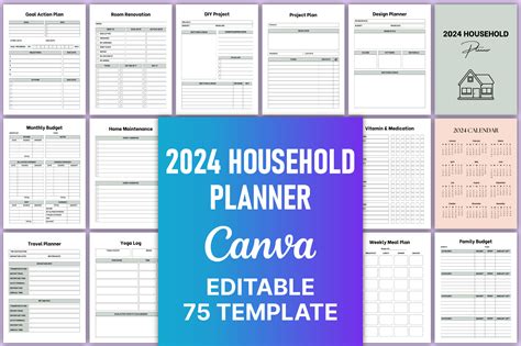 Editable 2024 Household Planner Canva Gráfico Por Nr Creative Shop · Creative Fabrica