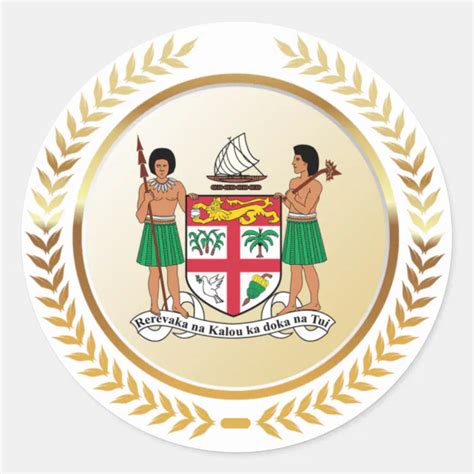 Fiji Coat Of Arms Classic Round Sticker Zazzle