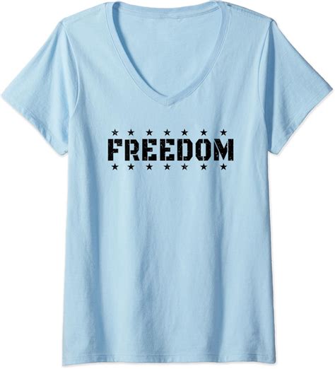 Womens FREEDOM V Neck T Shirt Amazon Co Uk Fashion