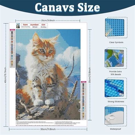 Chat Peinture Diamant Art Kits Complet Chat Tricolore Diamond Painting