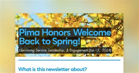 Pima Honors Welcome Back To Spring Smore Newsletters