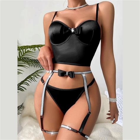 Aukuu Set Corsage Bh Set Unterwäsche Sexy Damen Strumpfgürtel Aus