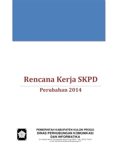 Pdf Rencana Kerja Skpd Dishub Kulonprogokab Go Iddishub