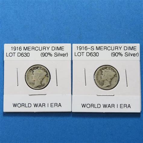 P S Mercury Dimes World War I Era Coins Lot D