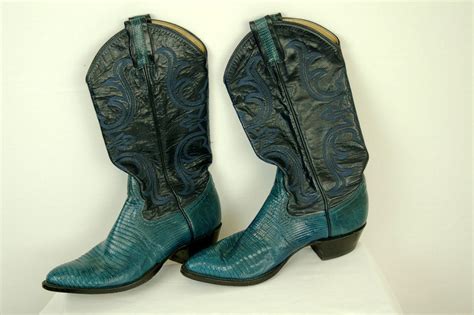 Western boots Larry Mahan boots blue tooled by vintagerunway