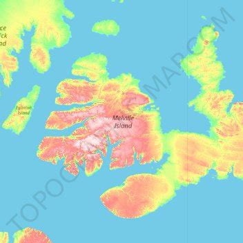 Melville Island topographic map, elevation, relief