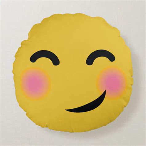 You Got Me Blushing Emoji Round Cushion Zazzle