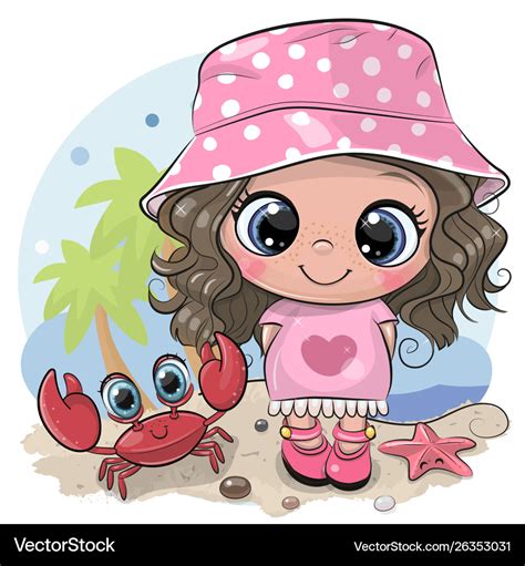 Cute Girl Crab Cartoon