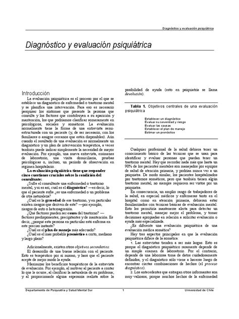 Diagnostico Y Evaluacion Psiquiatrica Pdf Depresión Estado De ánimo Diagnostico Medico