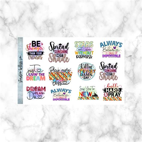 Planner Stickers Inspirational Quotes Inspo Colorful - Etsy