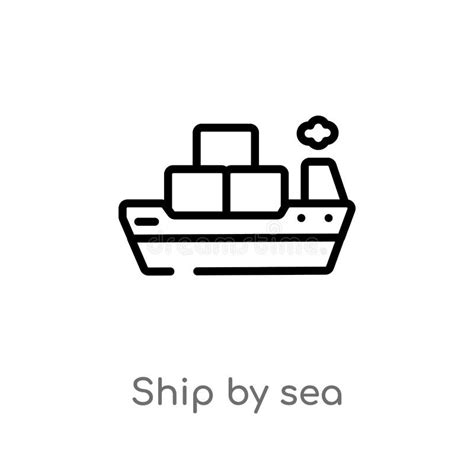 Outline Ship By Sea Vector Icon Isolated Black Simple Line Element Illustration From Delivery