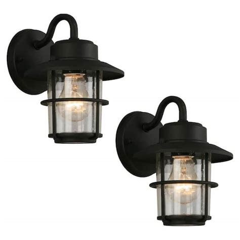 Hampton Bay 8 2 In 1 Light Black Outdoor Wall Lantern Sconce 2 Pack