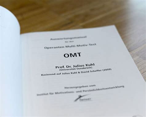 Auswertungsmanual für den Operanten Multi Motiv Test OMT IMPART Test