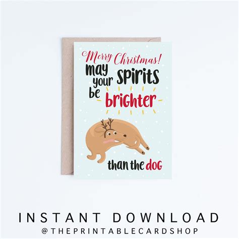 Printable Christmas Cards, Funny Dog Christmas Card Instant Download ...