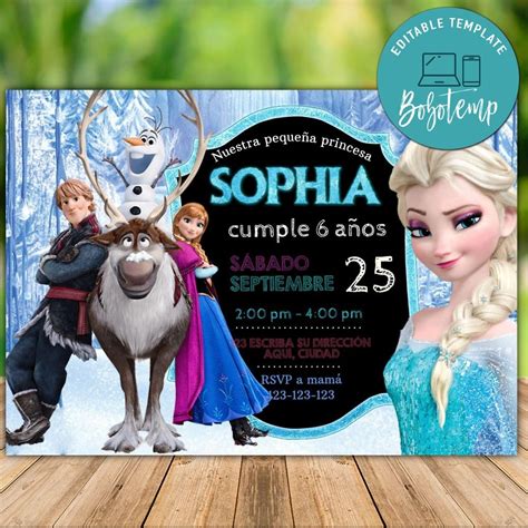 Invitación De Cumpleaños De Disney Elsa Anna Frozen Para Imprimir