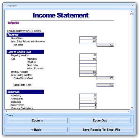 Excel Income Statement Template Business