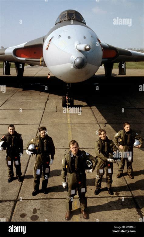 Vulcan Crew Arranged In Front Aircraft Base Raf Waddington Hi Res Stock