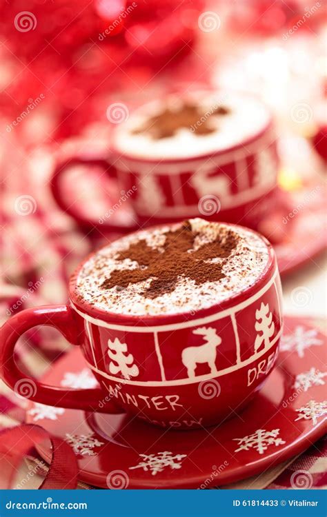 Cups With Hot Chocolate For Christmas Day Stock Image Image Of Beverage Close 61814433