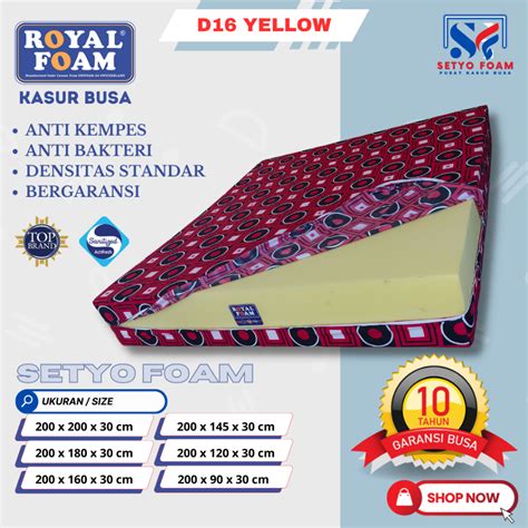 Jual Kasur Busa ROYAL FOAM Original 200x200 Tebal 30 Cm D 16 YELLOW