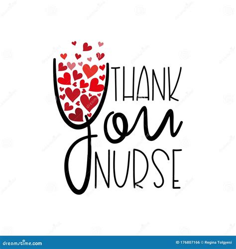 Thank You Nurse Text With Hearts Stock Vector Illustration Of