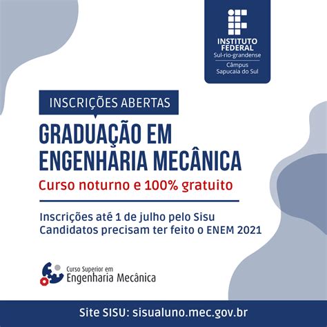 Abertas Inscri Es Para A Gradua O Em Engenharia Mec Nica