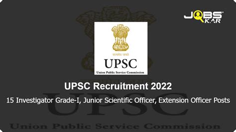 Upsc Recruitment Apply Online For Investigator Grade I Junior