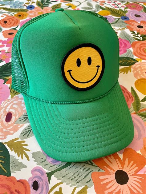 Smiley Face Trucker Hat Etsy