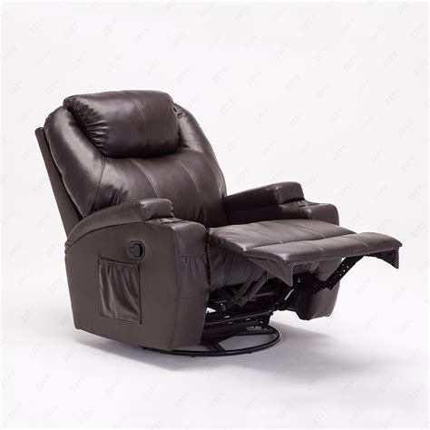 Recliner Massage Chair Real Leather Functional Electric Heating Rocker ...