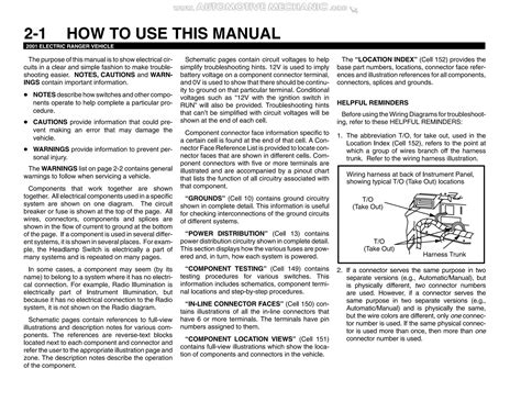 Manual Ford Ranger Wiring Diagrams Electrical System Components Fuses Circuits Voltage