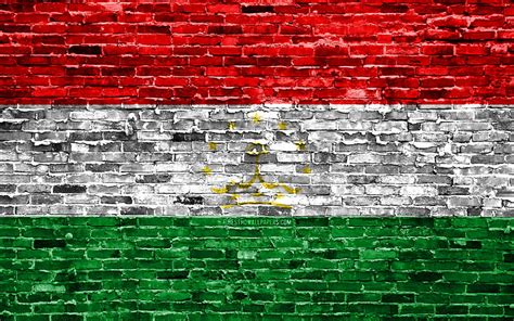 Tajik Flag Bricks Texture Asia National Symbols Flag Of Tajikistan