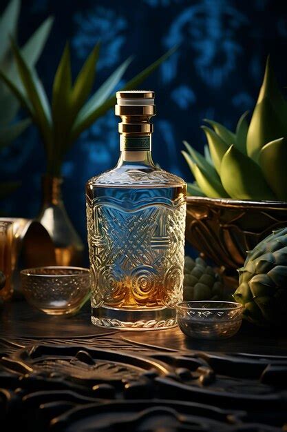 Premium Photo Scene Of Premium Tequila With A Luxurious Gold And Blue