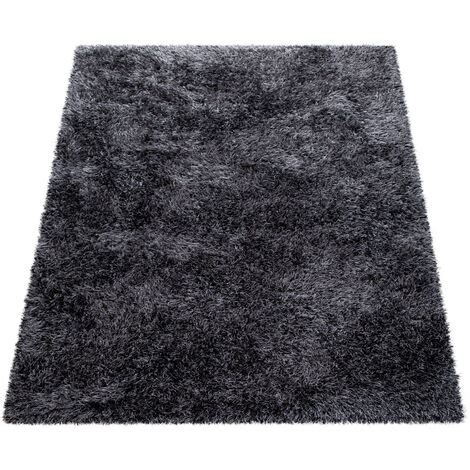 Paco Home Tapis Poils Longs Pour Salon Shaggy Avec Fil Brillant Gris