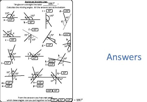 Angles Straight Line Worksheet A The worksheet is