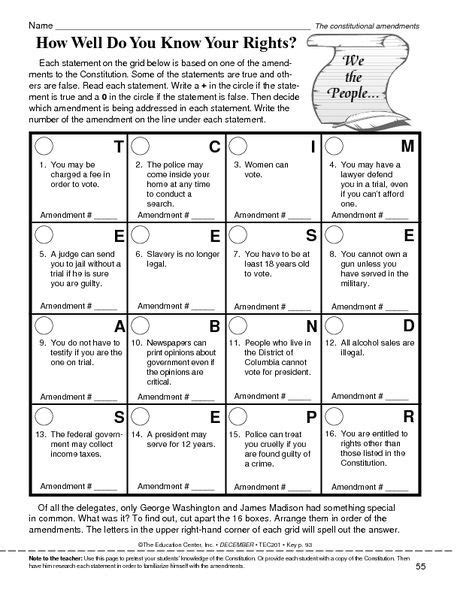 Bill Of Rights Activity 8th Grade