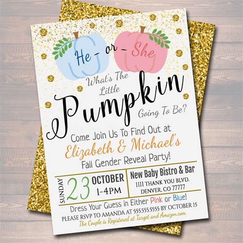 EDITABLE Gender Reveal Party Invitation Halloween Invite Halloween