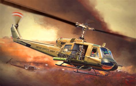 Wallpaper USA, Helicopter, Combat helicopter, UH-1 Huey, UH-1B images for desktop, section ...