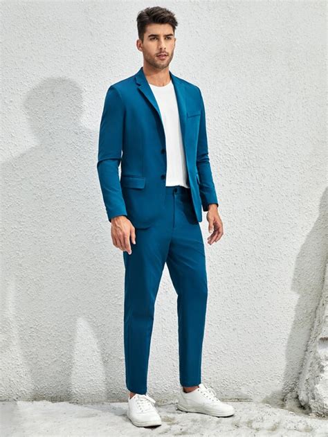 Manfinity Mode Men Single Breasted Blazer Pants Suit Shein Usa