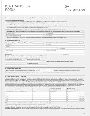 Fillable Online ISA Transfer Application BNY Mellon Asset Management