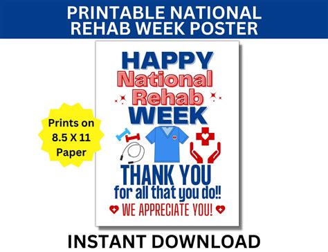 National Rehab Week Printable Poster Happy Rehabilitation Week Sign