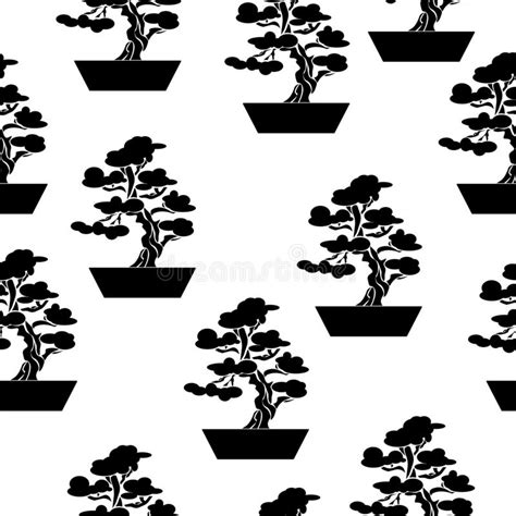 Silhouette Of A Bonsai On A Red Sun Background Stock Illustration