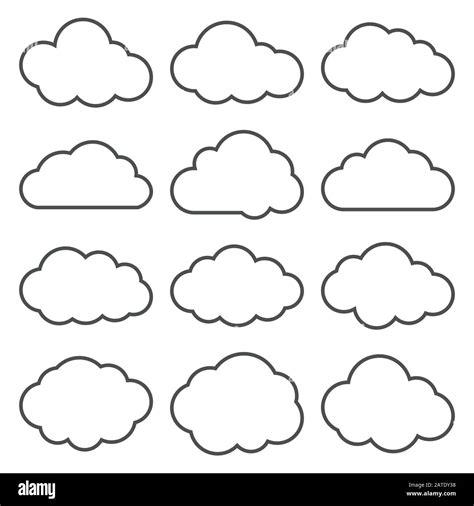 Cloud Configura Iconos De L Neas Finas S Mbolos De Nube Colecci N De