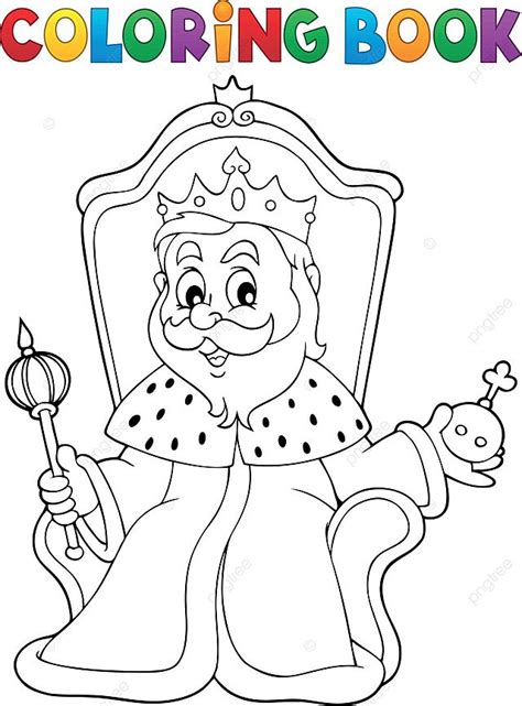 Coloring Book King On Throne Theme 1 Scepter Artwork Coloring Vector ...