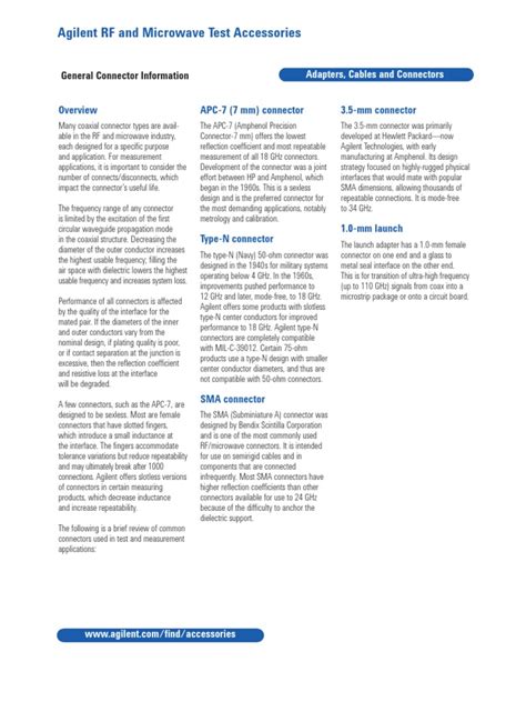 Coaxial Connector Overview | PDF | Coaxial Cable | Electrical Connector