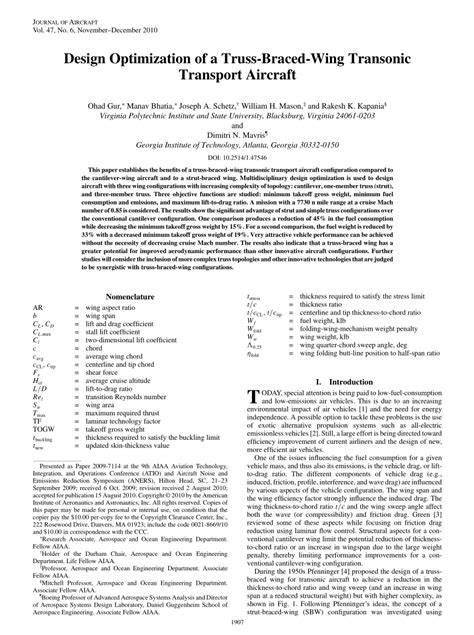 (PDF) Design optimization of a truss-braced wing aircraft