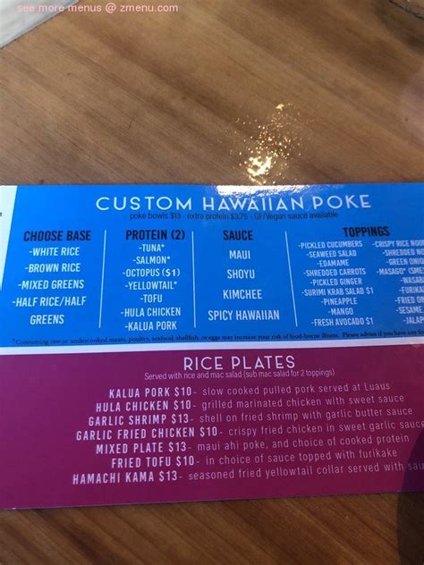 Menu at Poke Hana desserts, Orlando, A E Colonial Dr