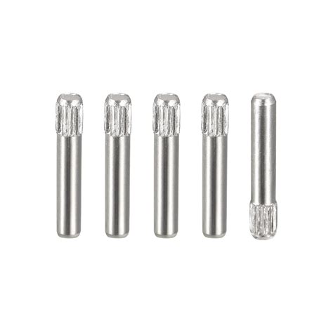 2x12mm 304 Stainless Steel Dowel Pins 5 Pack Knurled Head Flat End