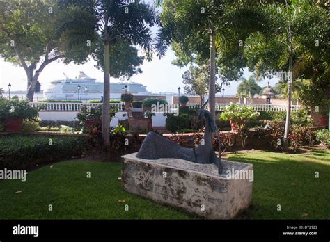 Cruise Ship Leaves San Juan Bay Passing La Fortaleza Historic Home And Governor S Mansion In