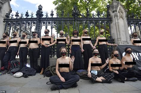 Churchill Statue Vandalised Again As Topless Climate Protesters Chain